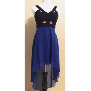 Black and blue high low dress